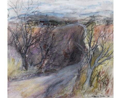 PATRICIA SADLER (SCOTTISH) LANDSCAPE mixed media, signed and dated, framed under glass, 36 x 34cm 
