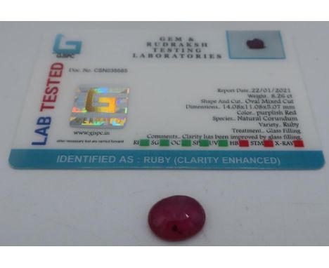 8.26ct certified natural ruby gemstone 