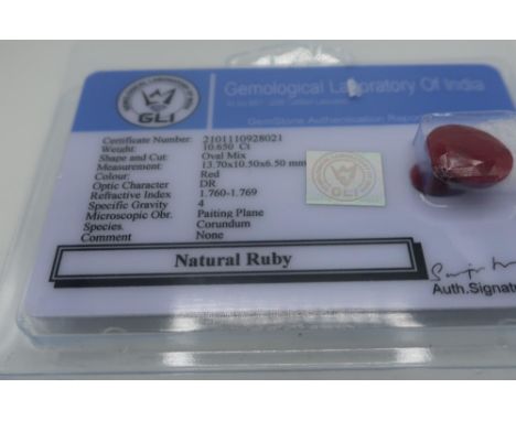 10.65 certified colour enhanced ruby gemstone 