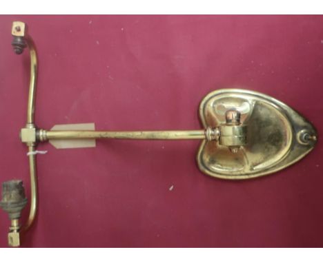 Vintage brass desk lamp, with twin light, on adjustable S scroll supports and shaped base H38cm 