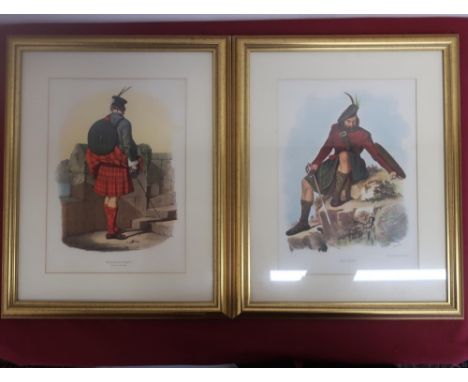 A set of twelve 19th C style prints depicting Scottish clan tartans 