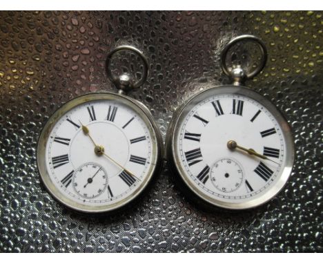 Early 20th C silver cased open faced key wound pocket watch, white enamel dial and gilt full plate movement stamped Swiss and