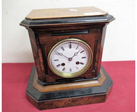 19th C French walnut and ebonised mantel clock, two train count wheel striking movement numbered 10629 W26cm D16cm H23.5cm 