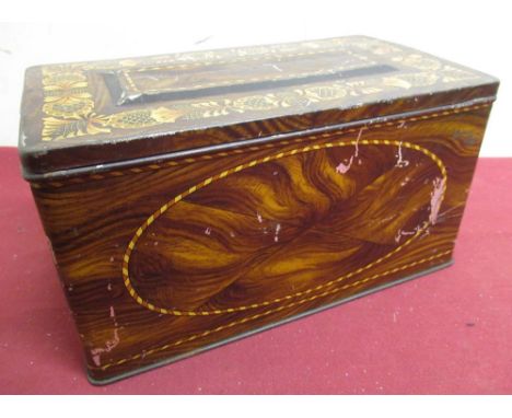 Hall's "State Toffee" tin decorated in the style of a tea caddy with lift out ink stand interior W34cm D13cm H13cm 