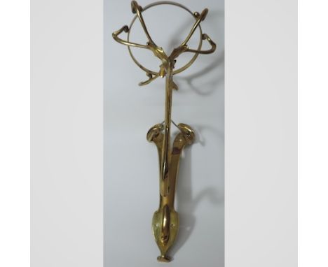 An Art Nouveau style brass oil lamp wall bracket, stamped Hinks, 40cm tall