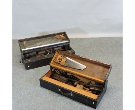 A toolbox, 84cm, together with another, containing carpentry tools