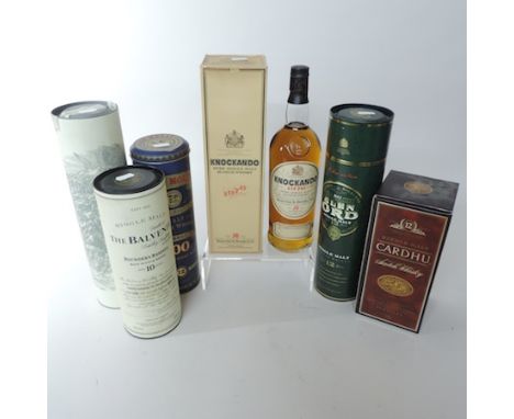 A bottle of Knockando single malt scotch whisky, 1976 season together with a Belvenie founders reserve 10 year old and four o
