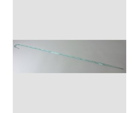 A coloured glass double twist walking stick, 105cm