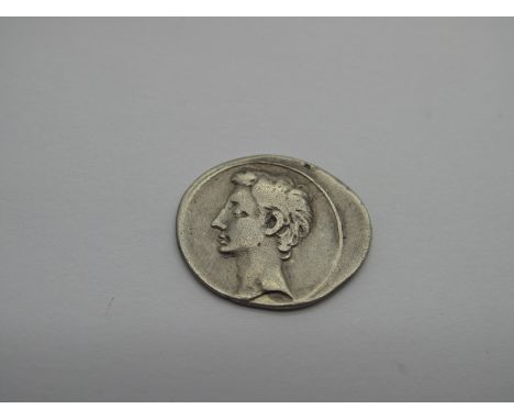 Roman Republic Silver Denarius, Triumvir Imperator and Divifilius, Emperor from 27 BC. OBV: no legend, bare head of Octavian 