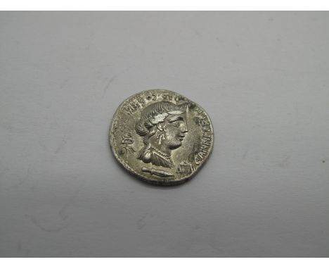 Roman Republic Silver Denarius, C. Annius T.F.T.N Luscus and L. Fabius L.F. Hispaniensis, 82-81 BC, OBV: Cannitftn Pro Cos EX