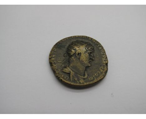 Roman Brass Dupondius, Hadrian, 76 - 138 AD, Emperor from 117 AD. Rev: Aetermitas Stg. In good fine condition, interesting po