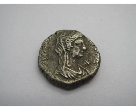 Roman Provincial Billon Tetradrachm, Nero, 37 -68  AD, Emperor from 54 AD, OBV: Radiate Head of Nero l., NER W KLAV KAIS SEB 