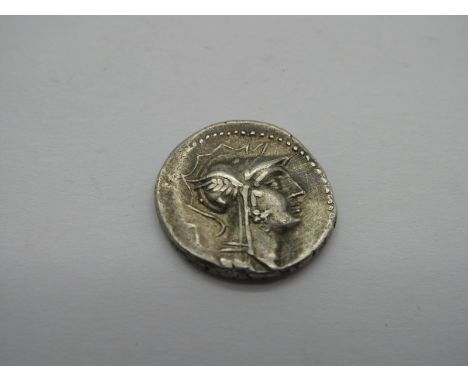 Roman Republic Denarius, D. Silanus L.F, 91 BC, OBV: Hd. of Roma r., letter 7 behind. Rev: Victory in Biga r x (number) above