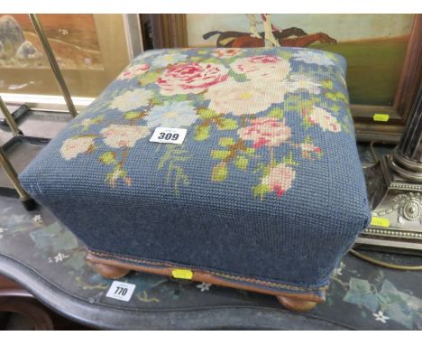 FOOT STOOL, floral tapestry upholstered square base foot stool