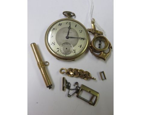 COMPASS PENDANT, pendant in the form of a compass set within an anchor in a gold coloured mount, also plated pocket watch, et