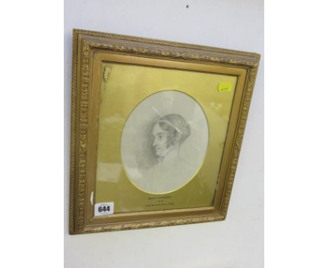 WILLIAM BOXALL, pencil study "Portrait of Mary Pearson 1842", 7" x 6"