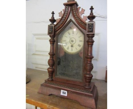EDWARDIAN MANTEL CLOCK, steeple cased mantel clock by Junghens, 18"