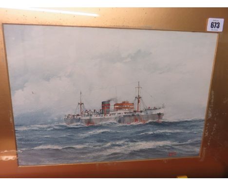 THOMAS PICKERSGILL, signed water colour "Portrait of the Steamship Hylton", 14" x 10"