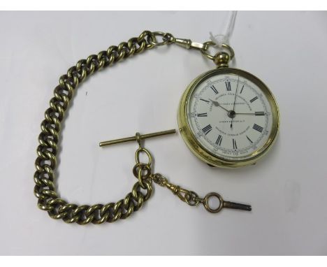 GOLIATH CHRONOMETER, By Dorey, Lester & Co of Kilburn, a central second stop chronometer on a heavy pinch beck Albert chain 