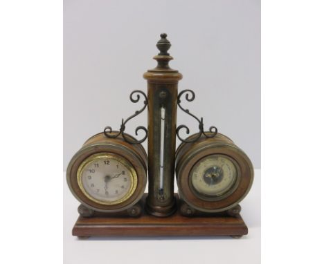 EDWARDIAN CLOCK BAROMETER, table top ornamental display