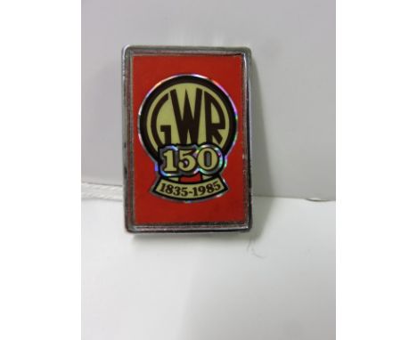 GWR BADGE, rare GWR 150 year Centinary badge with red enamel