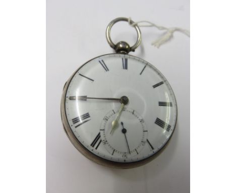 SILVER POCKET WATCH, silver cased key wind pocket watch with white enamel face and secondary dial.  London 1854 