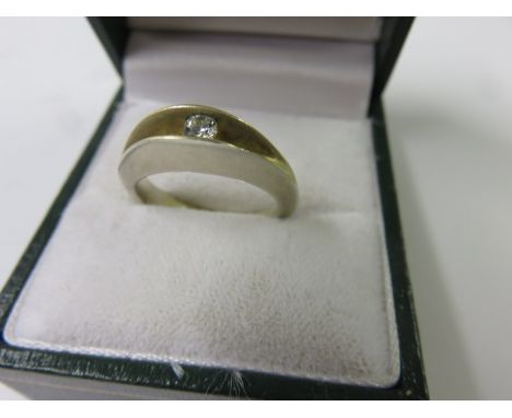 MODERN DIAMOND RING, single stone diamond ring set in a modern silver mount, size K