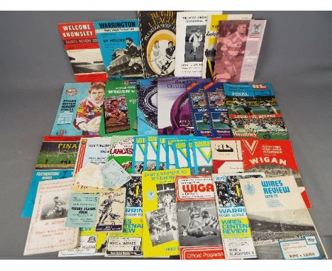 Rugby League - a varied selection of match programmes dating predominantly from the early 1970s to mid 1980s, a Wigan Sportsm