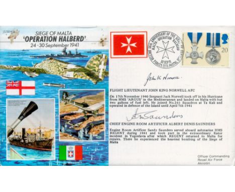 Flt Ltnt John King Norwell AFC and Chief Engine Room Artificier Albert Denis Saunders signed Operation Halberd cover.  Good c