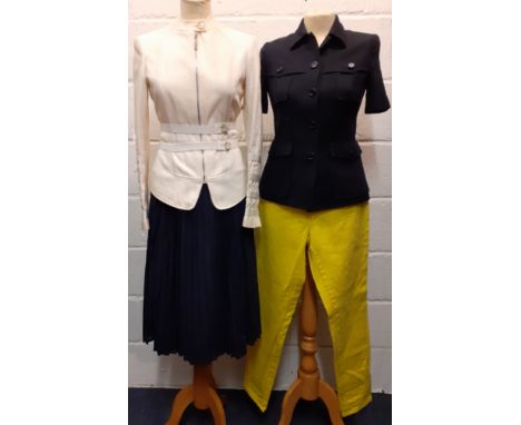 Versace, Prada and Ferragamo-A pair of Versace 'Jeans Signature' canary yellow jeans 28" waist, never worn together with a na