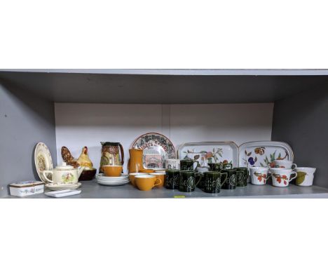 A mixed lot of ceramics to include a Victorian Doulton stoneware jug commemorating Queen Victoria's reign, Royal Worcester Ev