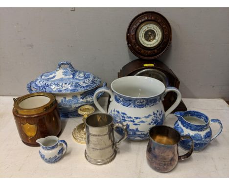 Mixed collectables to include The Signature Collection Gothic Castle, Spode, clock, barometer, candlestick and other itemsLoc