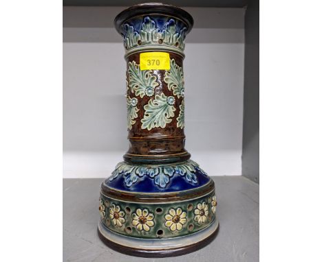 A Doulton Lambeth stoneware gas lamp fitting, from an interior light fitting, the Wenham Recuperative Inverted gas lamp, impr