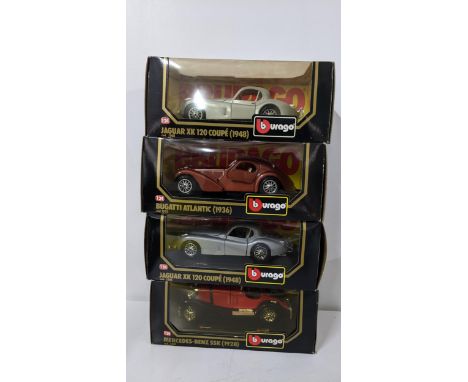 Four boxed Burago car models to include a Bugatti Atlantic and othersLocation: 