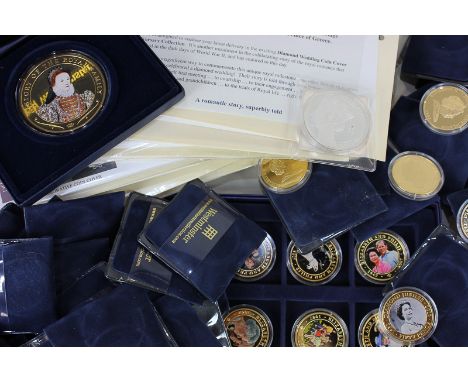 A collection of Royal and First World War commemorative fifty pence and other coinage, to include two albums, various boxes a