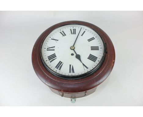 A circular mahogany wall clock, the movement stamped Elliott London, the enamel dial with Roman numerals, 36cm, no key (a/f)