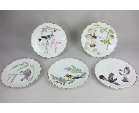 Five Royal Worcester porcelain cabinet plates by Dorothy Doughty, limited annual edition, in bas-relief, depicting redstarts 