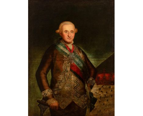 Circle of FRANCISCO DE GOYA Y LUCIENTES (Fuendetodos, Zaragoza, 1746 - Bordeaux, France, 1828)."Portrait of Charles IV.Oil on