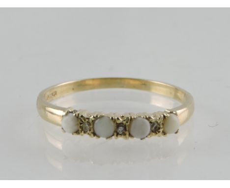 A 9ct gold and opal and diamond ring