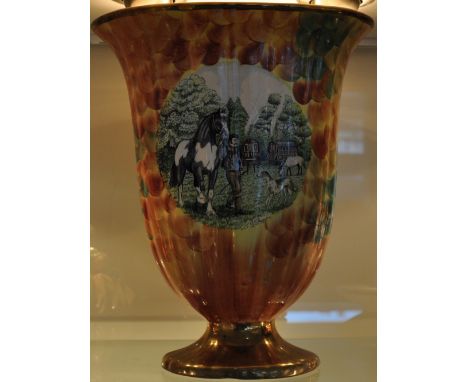 A Hose St Pottery ceramic vase decorated with an idyllic gypsy scene 