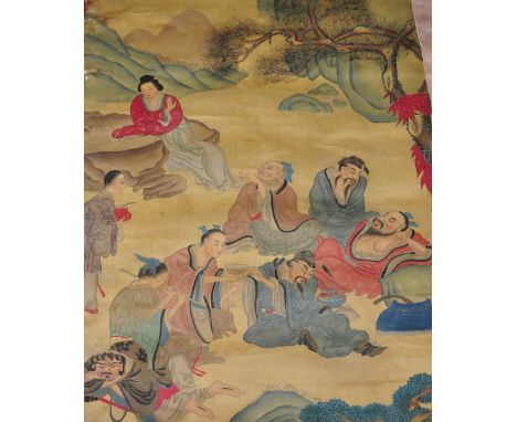 Three Chinese scroll paintings, approx 130 x 80cm