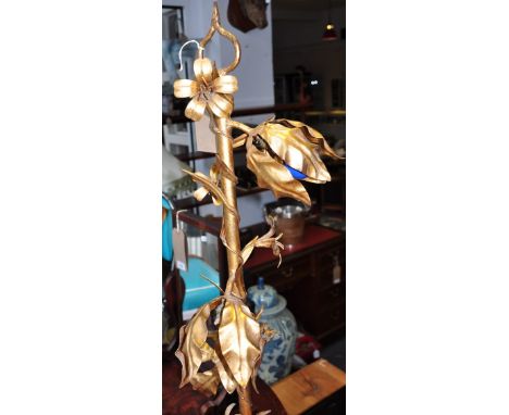 A gilt painted retro metal floor lamp of foliate form, by repute Baldelli, 150cm high