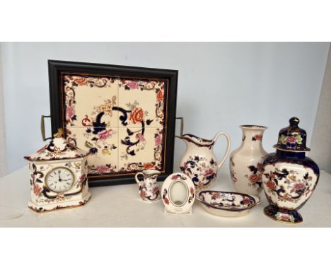Collection Mason's Ironstone to include  "Mandalay" serving tray features four printed and hand-painted ceramic tiles in a fl