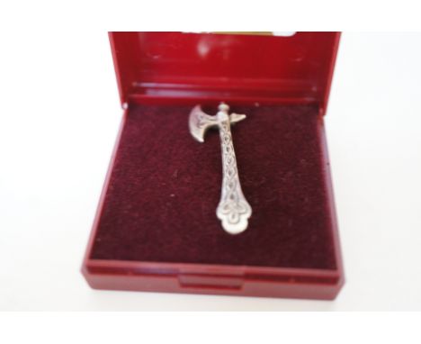 Boxed Scottish (Iona) Celtic axe brooch 
