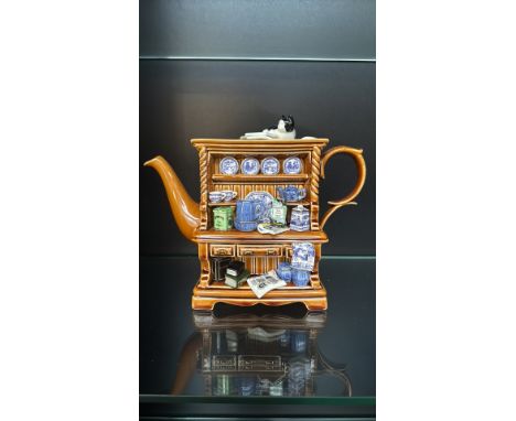 Rington's Millennium Celebration Teapot, limited edition by Cardew Design. Detailed ceramic in the form of a kitchen dresser,