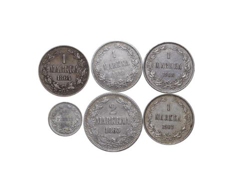 Russian Empire, Finland, Emperor Alexander II (1855-1881), 2 markkaa, 1865 year, Silver, 10,3657 gr, KM#7.1, bitkin 617, 1 ma