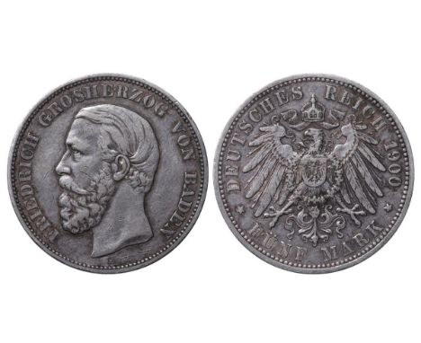 Grand Duchy of Baden (German States), Ruling authority Frederick I (1856-1907), 5 mark, 1900 year, Silver, 27,77 gr, KM#268