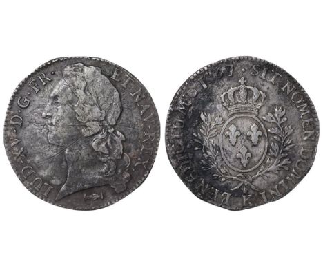 France, King Louis XV (1715-1774), 1 ecu, 1767 year, Silver, 29,488 gr, Dy royales# 1680, Obverse: LUD·XV·D·G·FR·ET NAV·REX·,