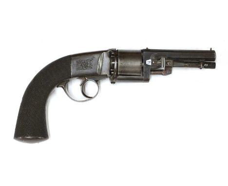 A good six-shot Harvey's patent revolver, No. 3979, incorporating internal hammer and loading rod, the action engraved with s