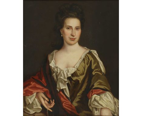 Attributed to Jonathan Richardson (1667-1745)Portrait of a lady, head and shoulders, believed to be one of the Villiers siste